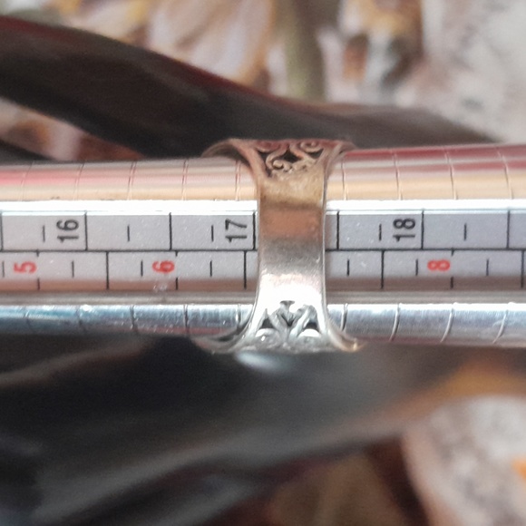 PZ Israel .925 Sterling Silver Hammered Scroll Pattern Statement Ring Size 7 - Picture 6 of 6